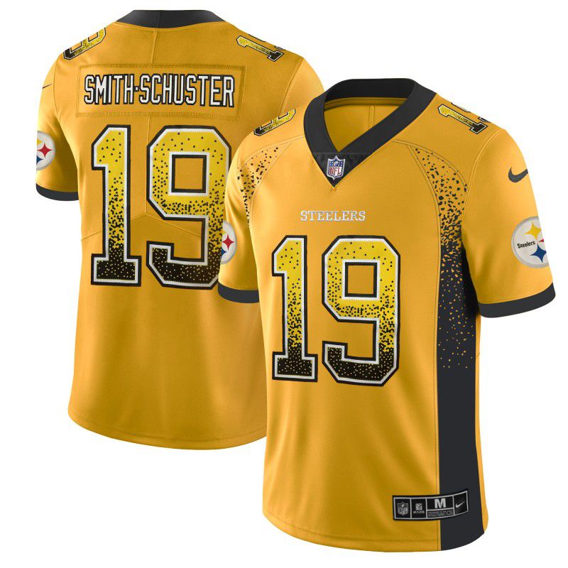 Men Pittsburgh Steelers #19 Smith.Schuster Yellow Nike Drift Fashion Color Rush Limited NFL Jerseys